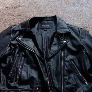 Ambiance Black Leather Moto Jacket